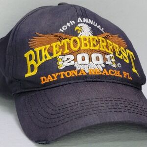 Vintage Bike Week 2001 Daytona Beach Florida Hat 60th Annual Embroidered Eagle